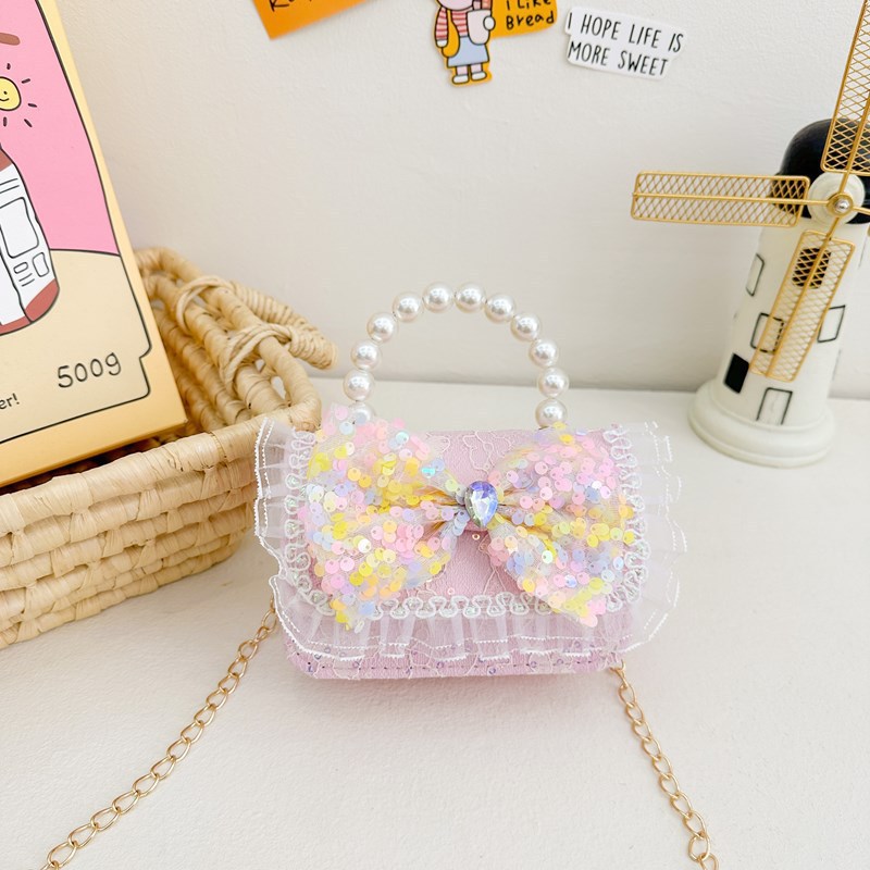 Nuevo bolso para niños, niña pequeña, bolso de perla, princesa de moda, monedero de hombro, bolso de cambio