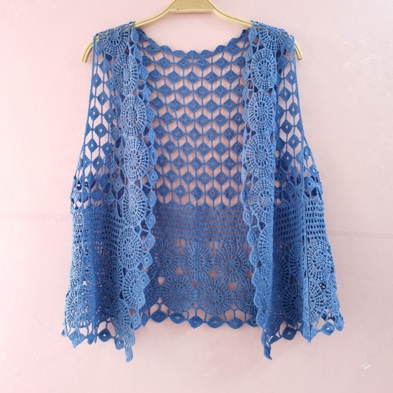 Hot-Selling Outerwear Pure Cotton Knitted Vest, Breathable Sun-Protective Cardigan Style, Genuine Trendy Korean-Style Loose-Fitting Vest for Women