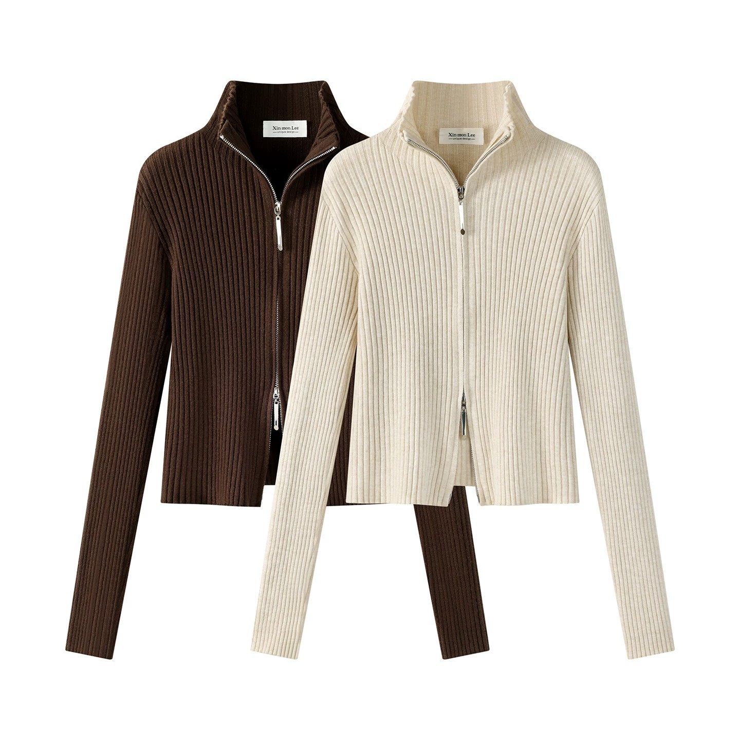 Versatile Commuting Slim-Fit Short Zipper Sweater, New Winter Korean Style Knit Cardigan