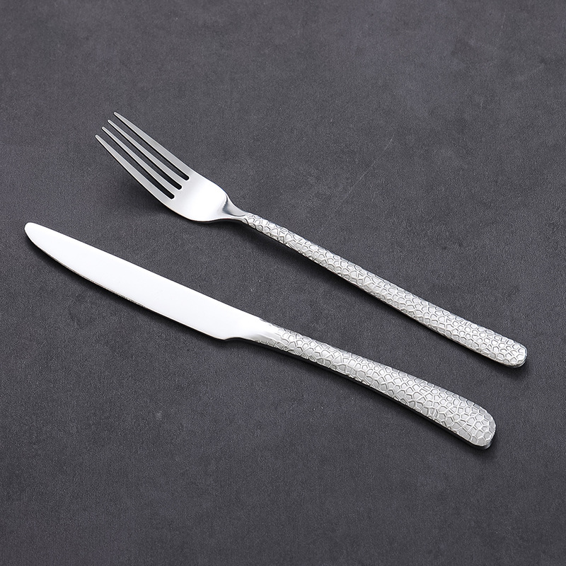 망치 패턴 메인 나이프 + 메인 포크 (실버)