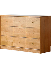 |Cherry wood nine-drawer cabinet solid wood drawer cabinet multi-functional bedroom clothing storage cabinet retro style entrance cabinet