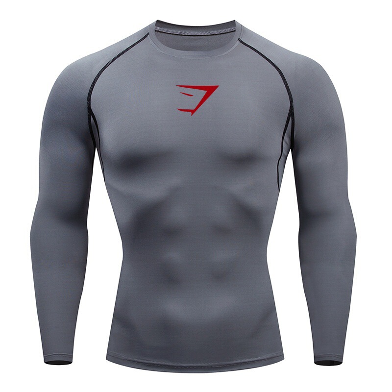 Y2Ktemu Hot-Selling Men's T-Shirts Short-Sleeved Long-Sleeved Quick-Drying Tight-Fitting Shark Gym Training Tights Sports