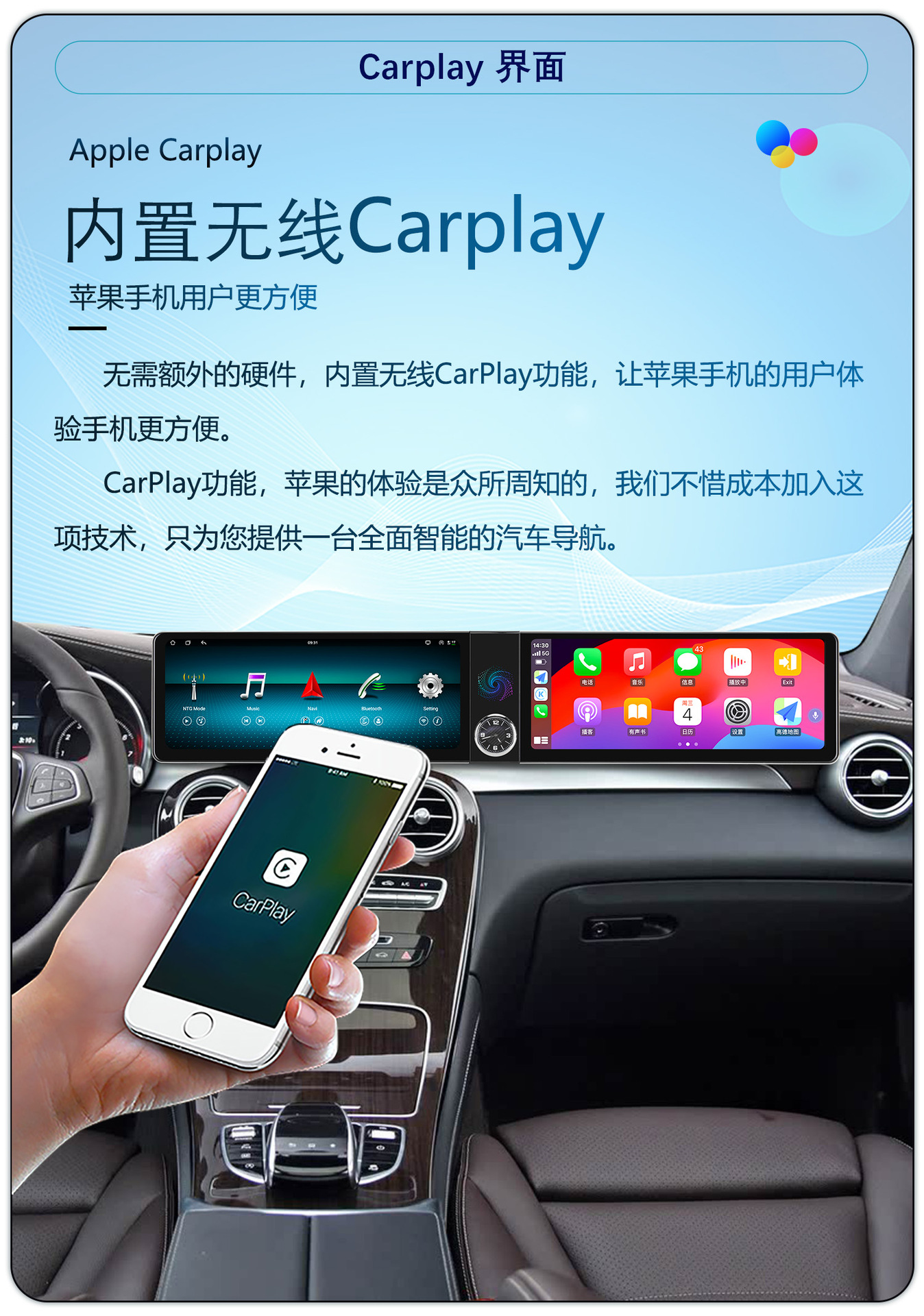 Hot-Selling Fangyitong 7870/Double 12.3inch Screen Interactive Smart Android 4g Versatile Large Screen Navigator