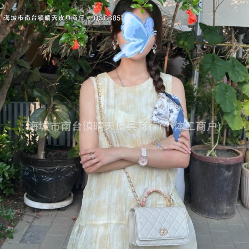 2025新款高级感小香风花朵手柄菱格woc链条包精致单肩斜挎手提包|undefined