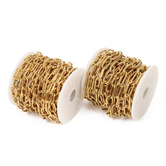 7mm wide stainless steel open paper clip chain round line long buckle chain European and American hip hop diy necklace bracelet accessories chain