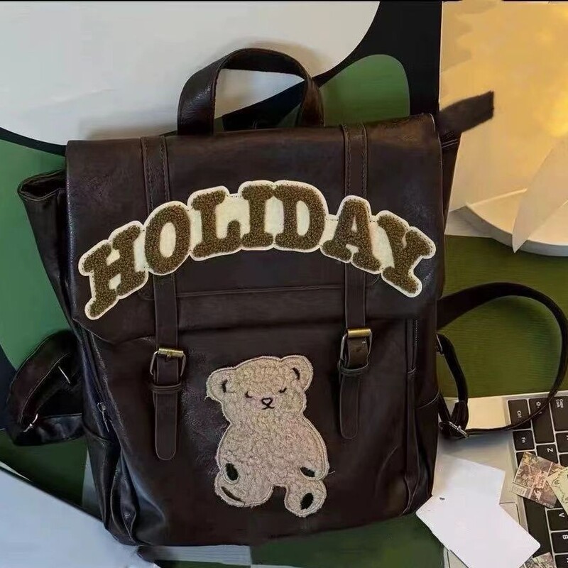 2025 New Original American Style Schoolbag Letter Bear Y2K Handbag Backpack Niche Designer Backpack for Women