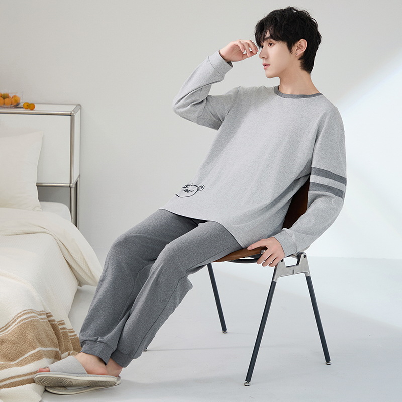 7A clase pijama de algodón de doble cara para hombres primavera, otoño y verano 2025 nueva manga larga 100% algodón engordado ropa para el hogar de tamaño grande