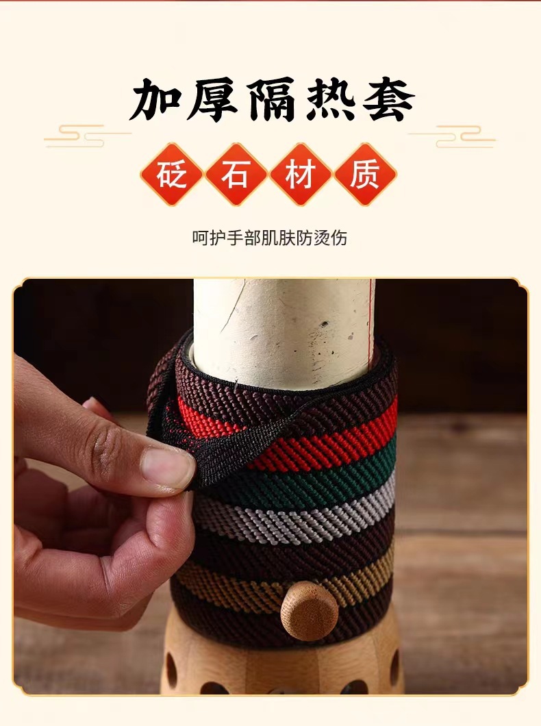 5cm Bian Stone Moxibustion Tube Portable Smoke-Controlled Warming Device with Aged Moxa Sticks Gua Sha Bowl in use