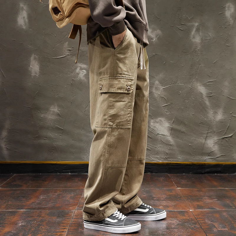 Khaki Casual Pants Men's Straight Spring and Autumn Pants Men's 2025 New Cargo Pants American Loose Men's Pants Khaki Casual Pants Men's Straight Spring and Autumn Pants Men's 2025 New Cargo Pants American Loose Men's Pants