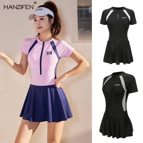 Sports swimsuit for women, one-piece, conservative, covering the flesh, slimming, ins style, professional women's plus size hot spring swimsuit wholesale
