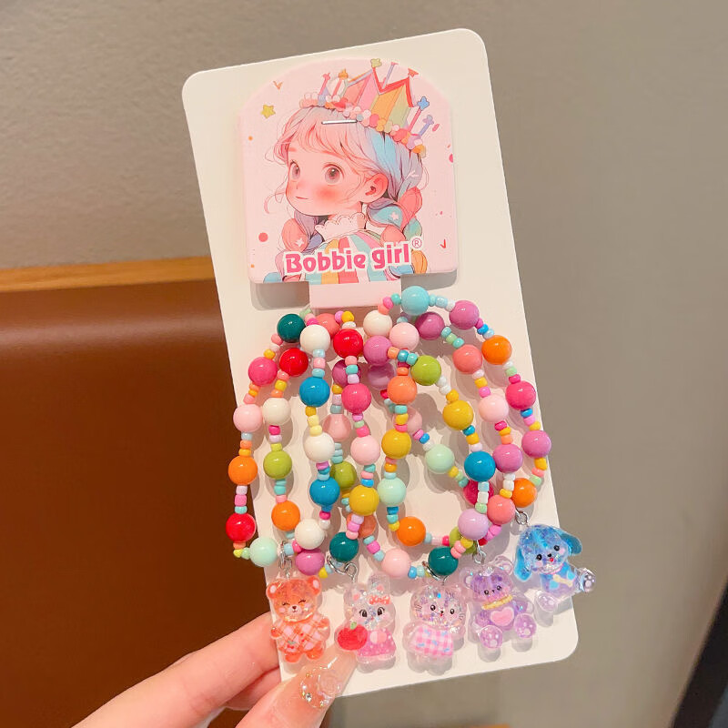 子供のヘアアクセサリーかわいい漫画クロメビーズブレスレット女の子ブレスレット 2025 新しい女の子ジュエリーブレスレット|undefined
