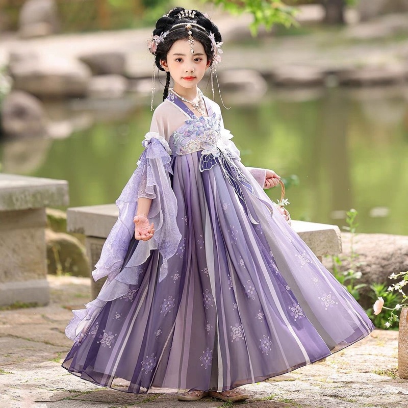 汉服女童夏季2025新款儿童古风超仙公主唐装女孩古装中国风连衣裙|undefined