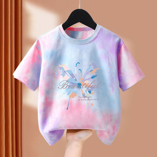 Boys' Summer Short-Sleeve T-Shirt 2025 Children's Summer Tie-Dye Short-Sleeve Top Baby Trendy Middle and Small Children Fashion 6