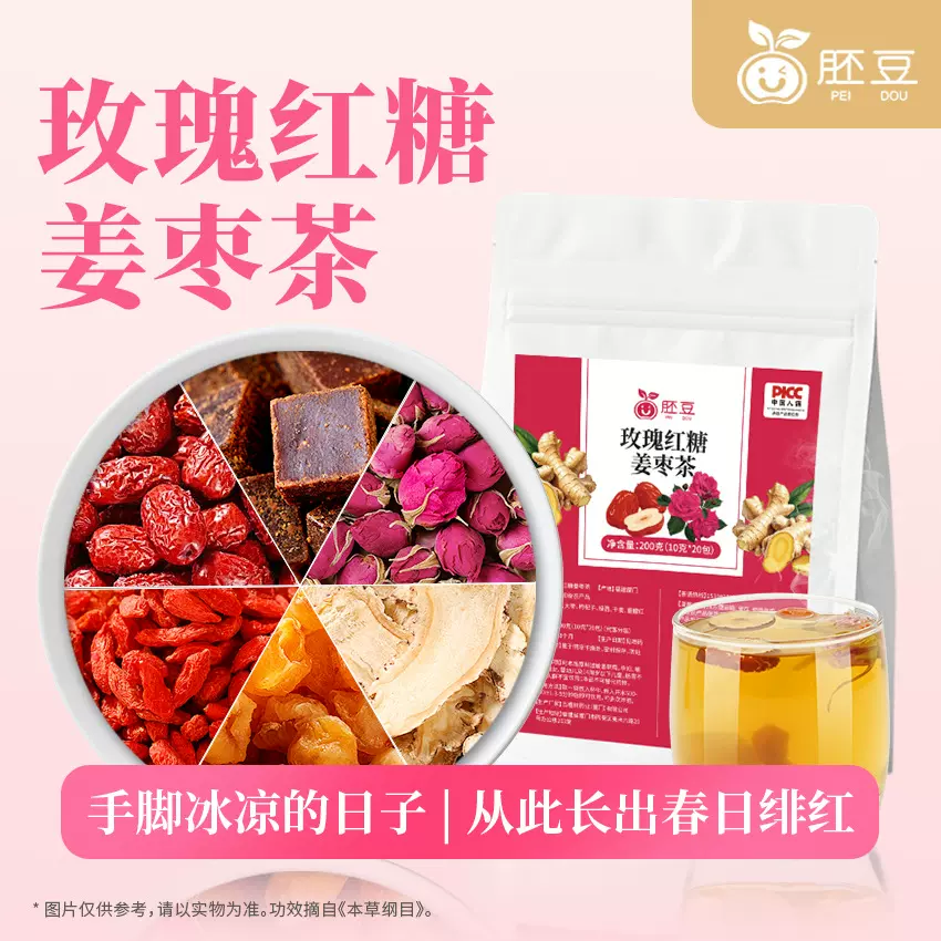 玫瑰红糖姜枣茶黑糖姜枣茶女神姨妈茶气血茶草本茶饮代用养生茶袋