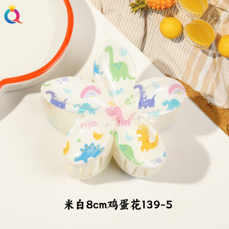 Qiyue クロスボーダー UV プリントフルーツクリップ韓国スタイルの高級エッグフラワー後頭部ヘアピン気質サメクリップ|undefined