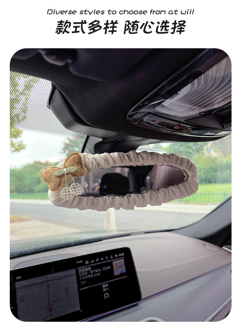 Car Rearview Mirror Decorative Cover for Women Creative Cartoon Cute Car Reversing Mirror Protective Cover Universal Car Interior Decoration
