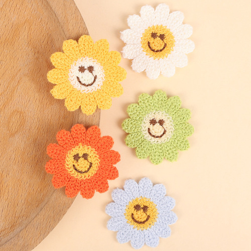 Korean style fresh 4cm sunflower embroidered cloth patch hairpin brooch shoes and hats hand-sewn patches DIY accessories