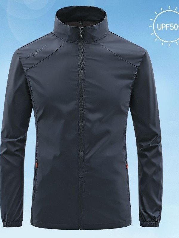 Chaqueta transpirable de seda de hielo ropa casual de protección solar con cuello alto para hombres gabardina de piel chaqueta fina de verano pesca impermeable