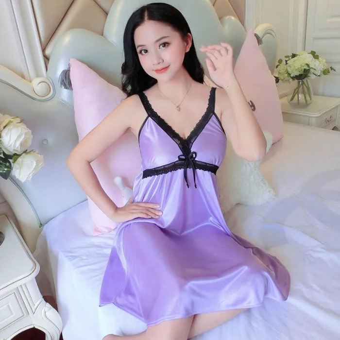 2023 camisón de seda de hielo de verano para mujer delgada y sedosa seda de hielo de mediana edad sexy suave cómodo pijamas para mujer ropa de hogar