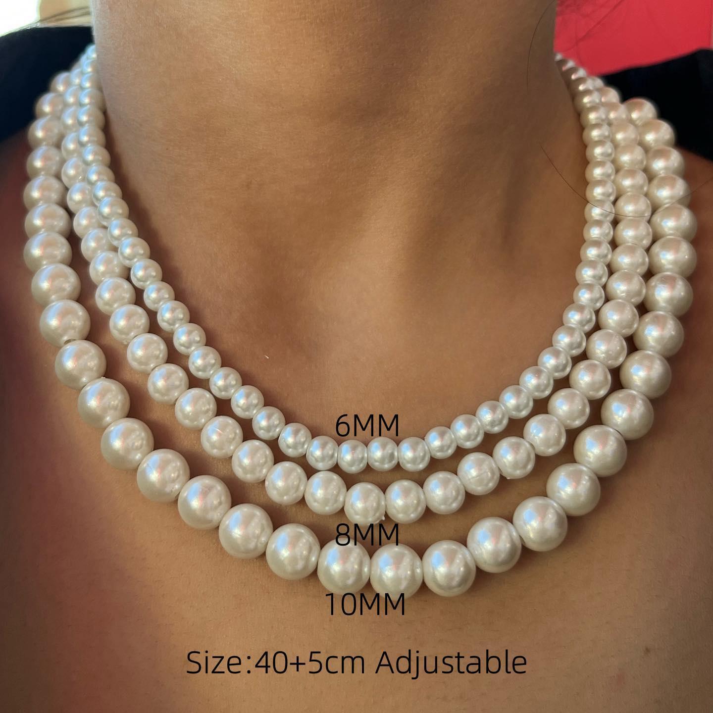 24g Weight Artificial Pearls, Shell pearls Pendant Material Necklace Classification Artificial Pearls, Shell pearls Chain Material Retro French Style Round Artificial Pearl Shell Pearls Wholesale Necklace