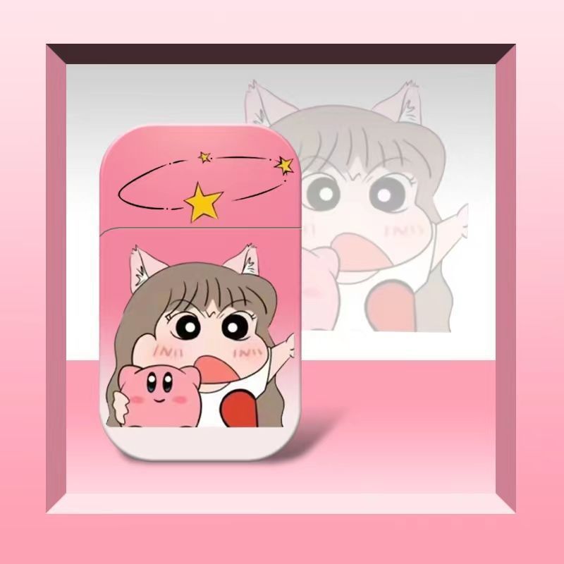 【一件代發】新款情侶蠟筆小新漸變打火機kt貓防風粉色火焰高顏值