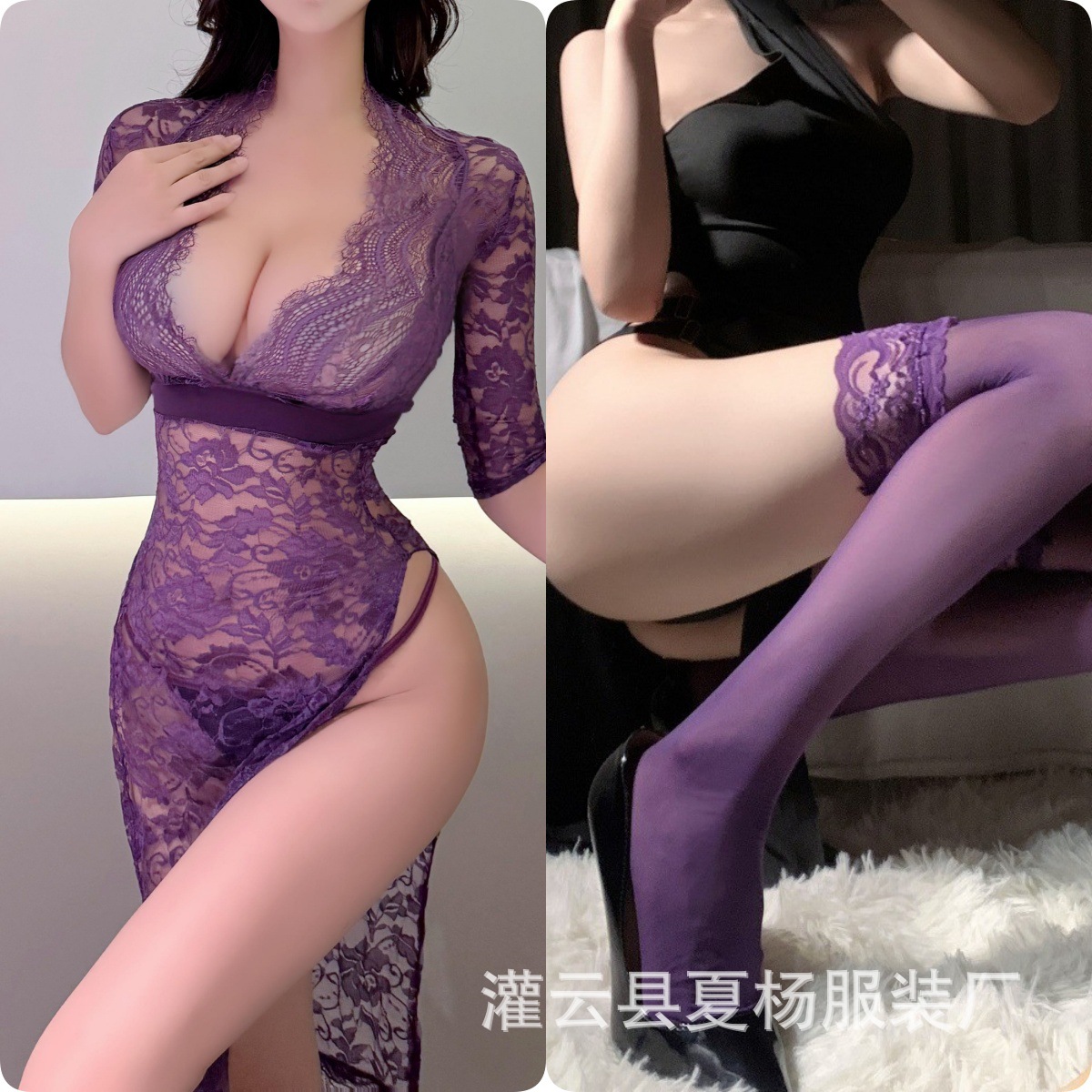 보라색 + 보라색 스타킹