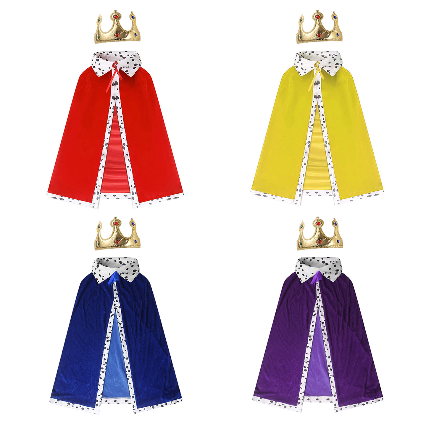 King's Cloak*Prince's Cloak! Royal Adult and Kidsren's Costume Performance Crown Cos Clothes Red Blue Purple Yellow