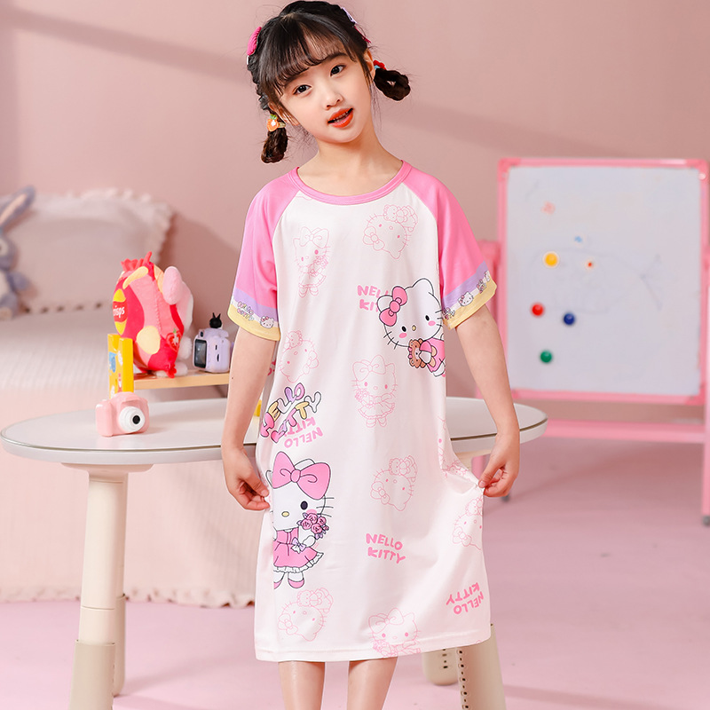 Children's Cross-border Foreign Trade Spring and Summer Thin Short Sleeve Sweet and Cute Cartoon Print Pajama Set Loose Home Clothes