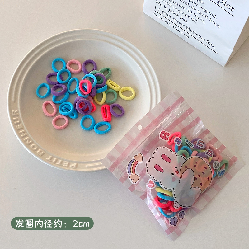 100 paquetes _ colorido pequeño bebé anillo de cabello para niños cuerda de cabello alta elástica no lesionada banda de cabello para mujeres con joyas de cabello para niñas