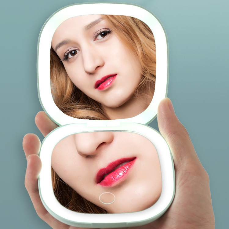 Nuevo espejo de maquillaje plegable LED portátil, espejo de maquillaje LED de doble cara, espejo de maquillaje inteligente, espejo de maquillaje de mejora de la luz