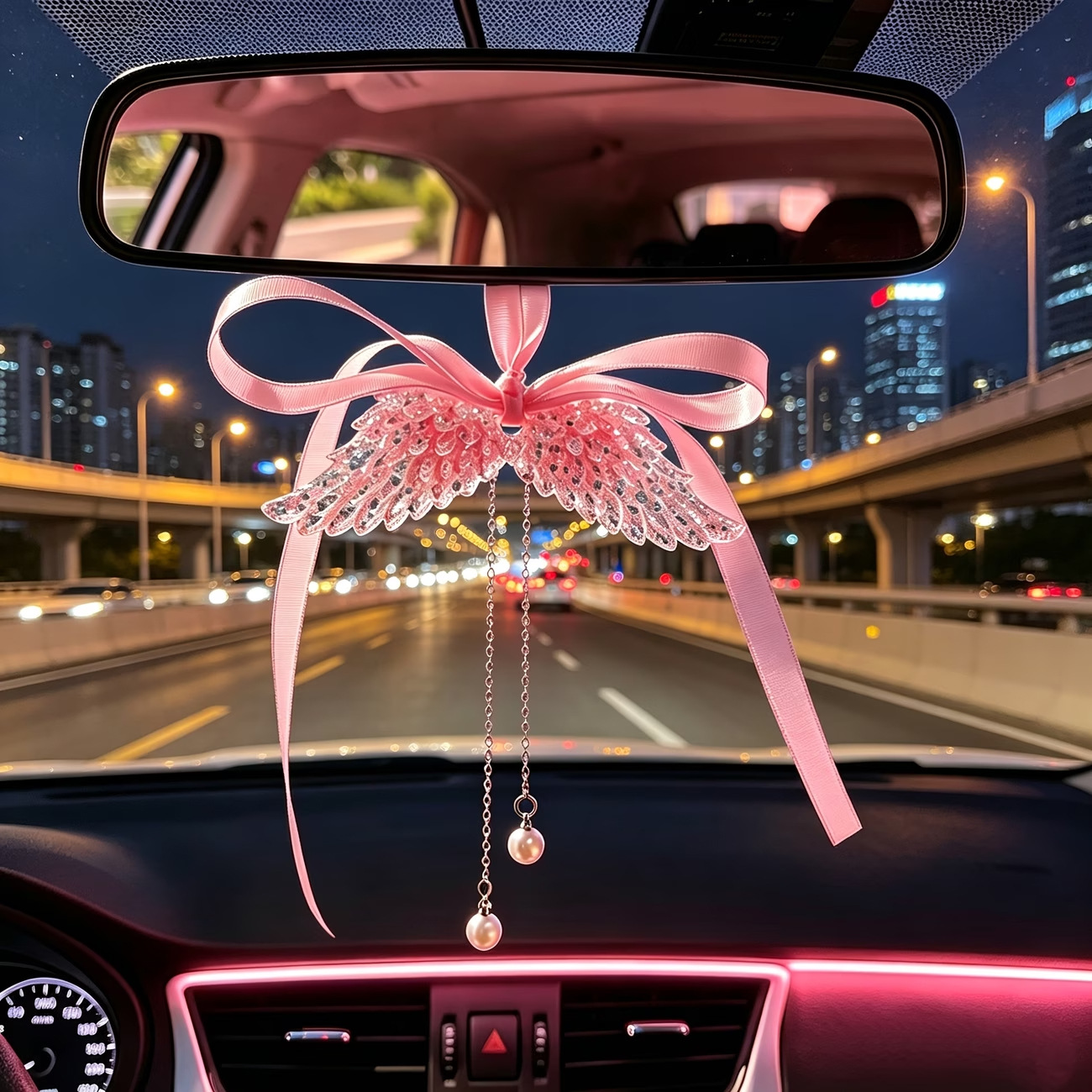Ins Angel Wings Car Pendant Car Interior Decoration Pendant Rearview Mirror Hanging Ornament Female Car Decoration
