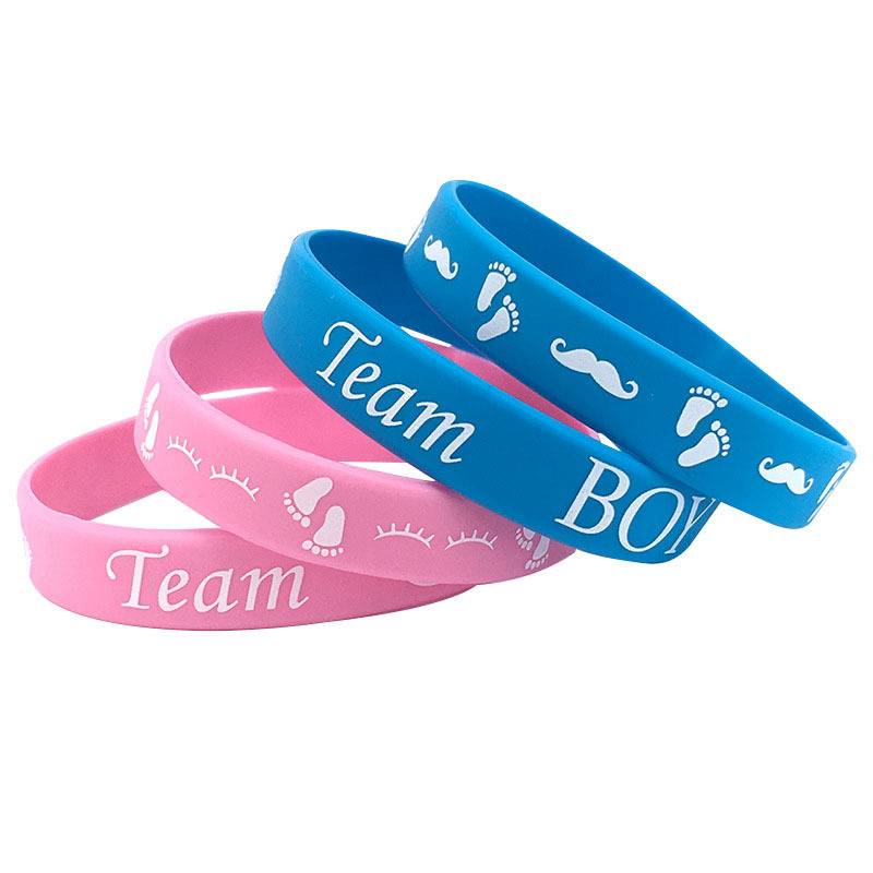 Europa y América caliente niño y niña revelar género pulsera de silicona Equipo chico chica pequeño regalo de fiesta bebé