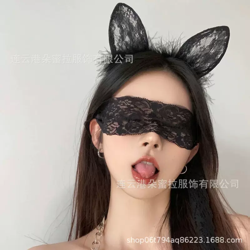 性感蕾丝羽毛兔耳朵发饰发箍活动装扮猫耳朵头箍派对头扣头饰造型