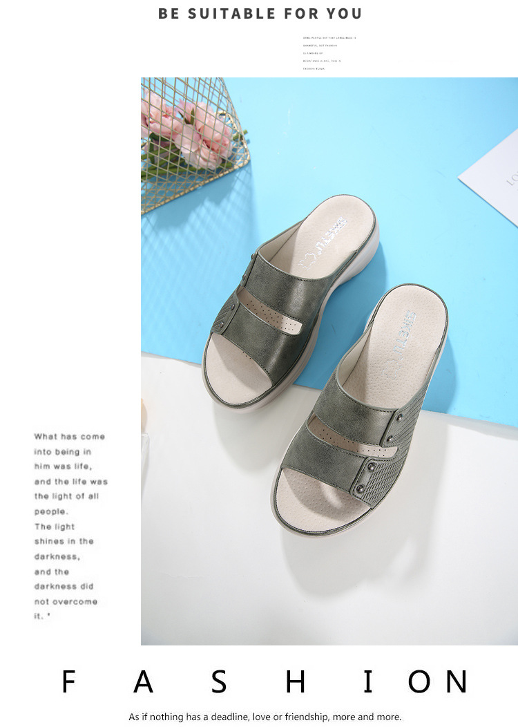 Sandal nữ đế xuồng da thật mùa hè 2026, phong cách thể thao đính đinh, size lớn — Màu xanh lam, Siêu nhẹ/thoải mái/chống trượt/sau khi bán lẻ, Màu xanh lá, Màu mơ chi tiết 14