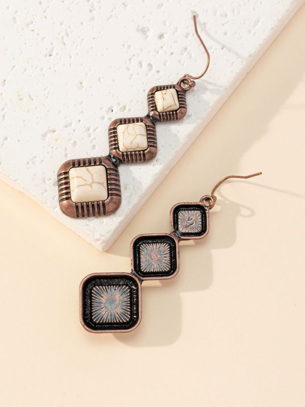 Alloy Ear Needle Material 1 Pair Casual Retro Geometric Alloy Turquoise