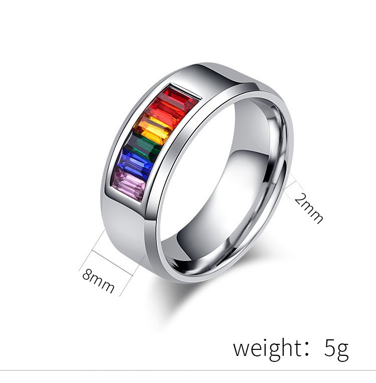 E-commerce Titanium Steel Gay Lala Ring Rainbow Flag Gay Ring Couples Bracelet Factory Direct Sales display picture 1