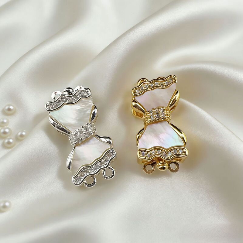 DIY Jewelry Accessories Double-Row Clasp Mother-Of-Pearl Double-Row Bracelet Necklace Connector DIY Manufacturer Wholesale