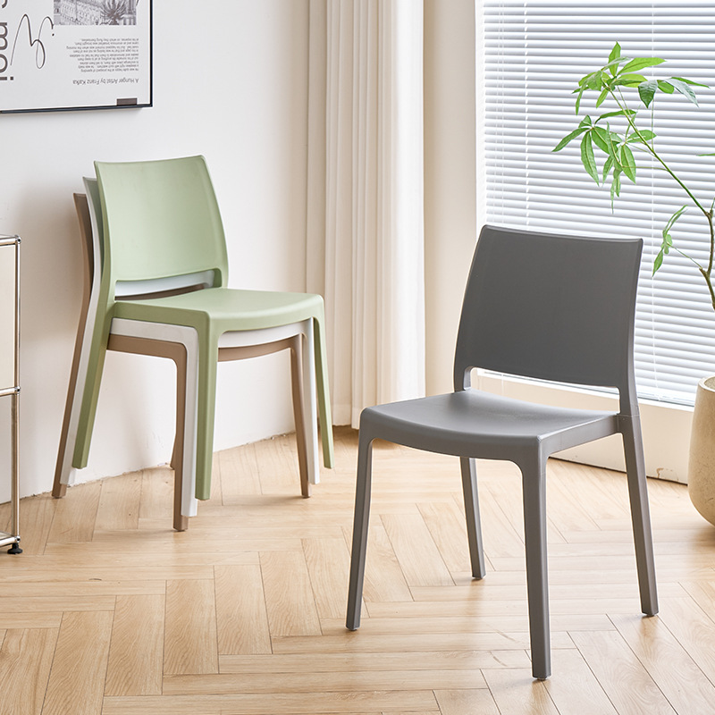Sillas de plástico caseras apilables sillas de almacenamiento ligeras sala de estar cocina sillas de mesa de comedor robustas taburetes de respaldo de color