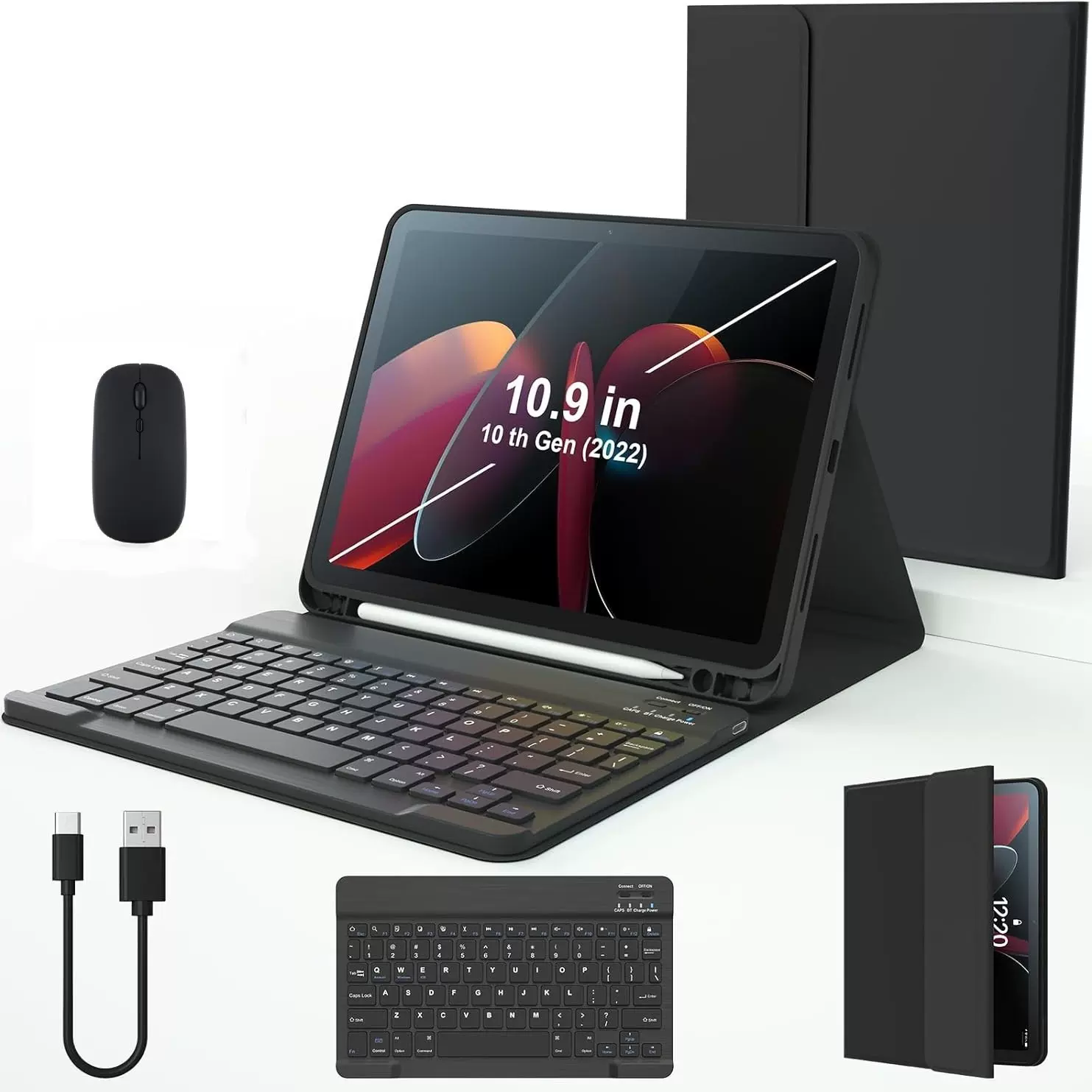 适用iPad平板电脑保护套11代110.9寸静音无线蓝牙键盘磁吸皮套air