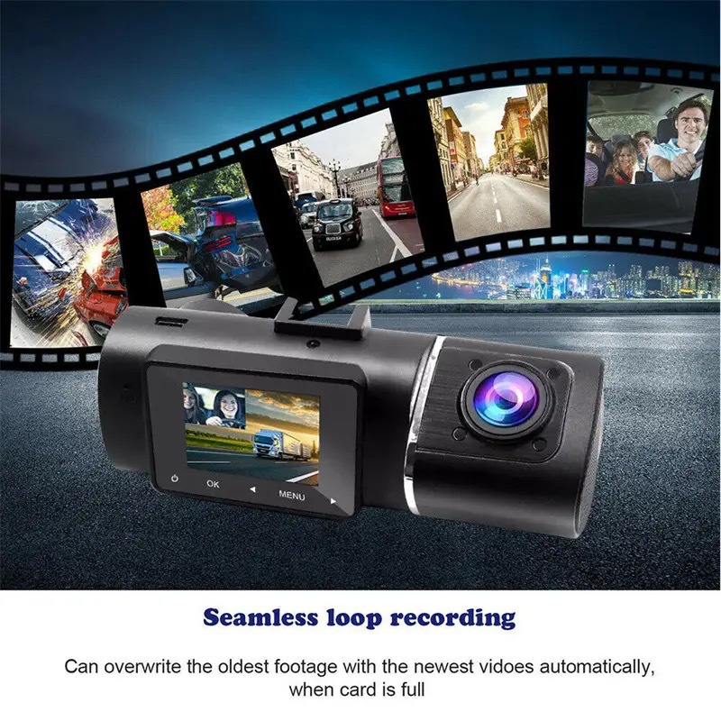 Cross-border driving recorder HD night vision car front car double recording double lens 1.5 inch HD 1080P car DV