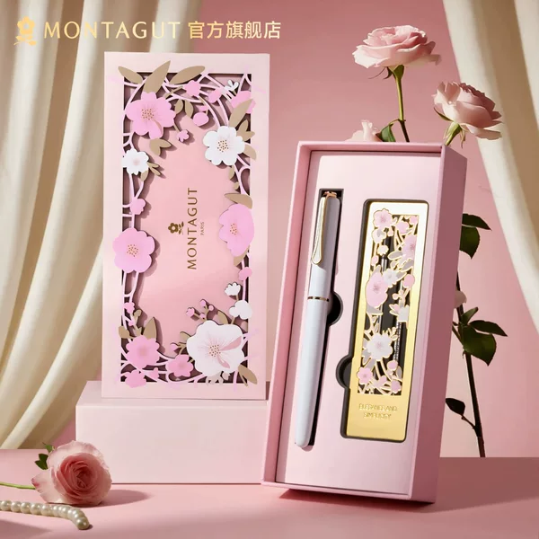 Montagut Women's Signature Pen Gift Set High-End Metal Ballpoint Pen with Bookmark and Refill Gift Box and Gift Bag