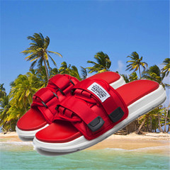 Summer Slides Trendy Fashion Casual Matchable Outerwear Double Button Soft Sole Velcro Slides Couple's One-Strap Slides