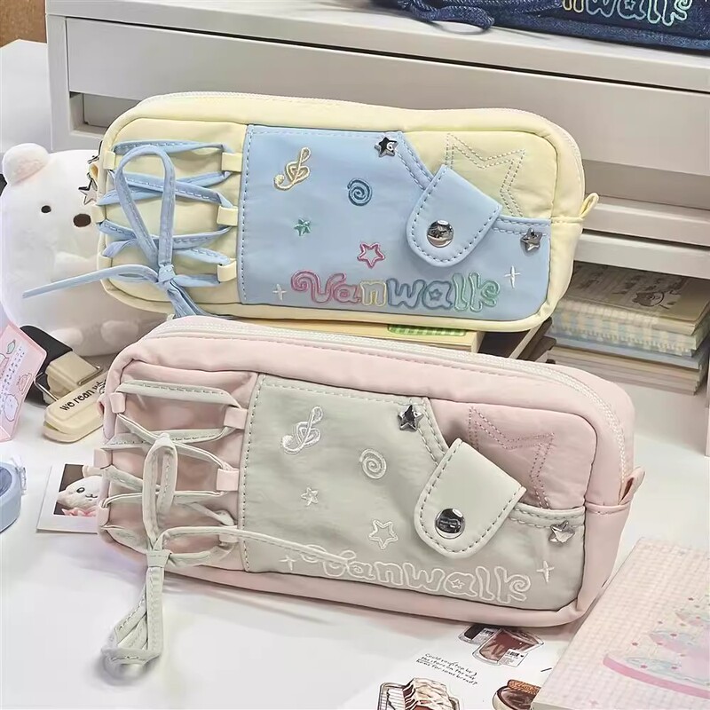 インかわいいマルチスターノート鉛筆バッグ大容量かわいいニッチ学生文具箱女の子中学生キャンバスバッグ|undefined