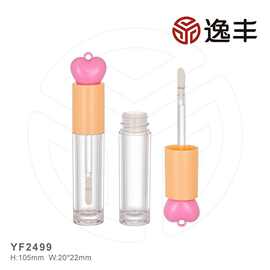 可爱粉色厚壁爱心顶盖唇彩管唇釉瓶唇蜜管唇妆包材逸丰工厂批发