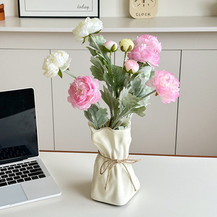 French Cream Style Vase Home Living Room Flower Arrangement Light Luxury High-End Dining Table Table Decoration Vase Flower Holder