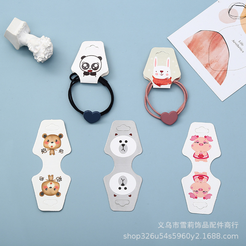 小动物印花发圈饰品发绳卡纸对折项链卡片批发纸卡约200张一捆