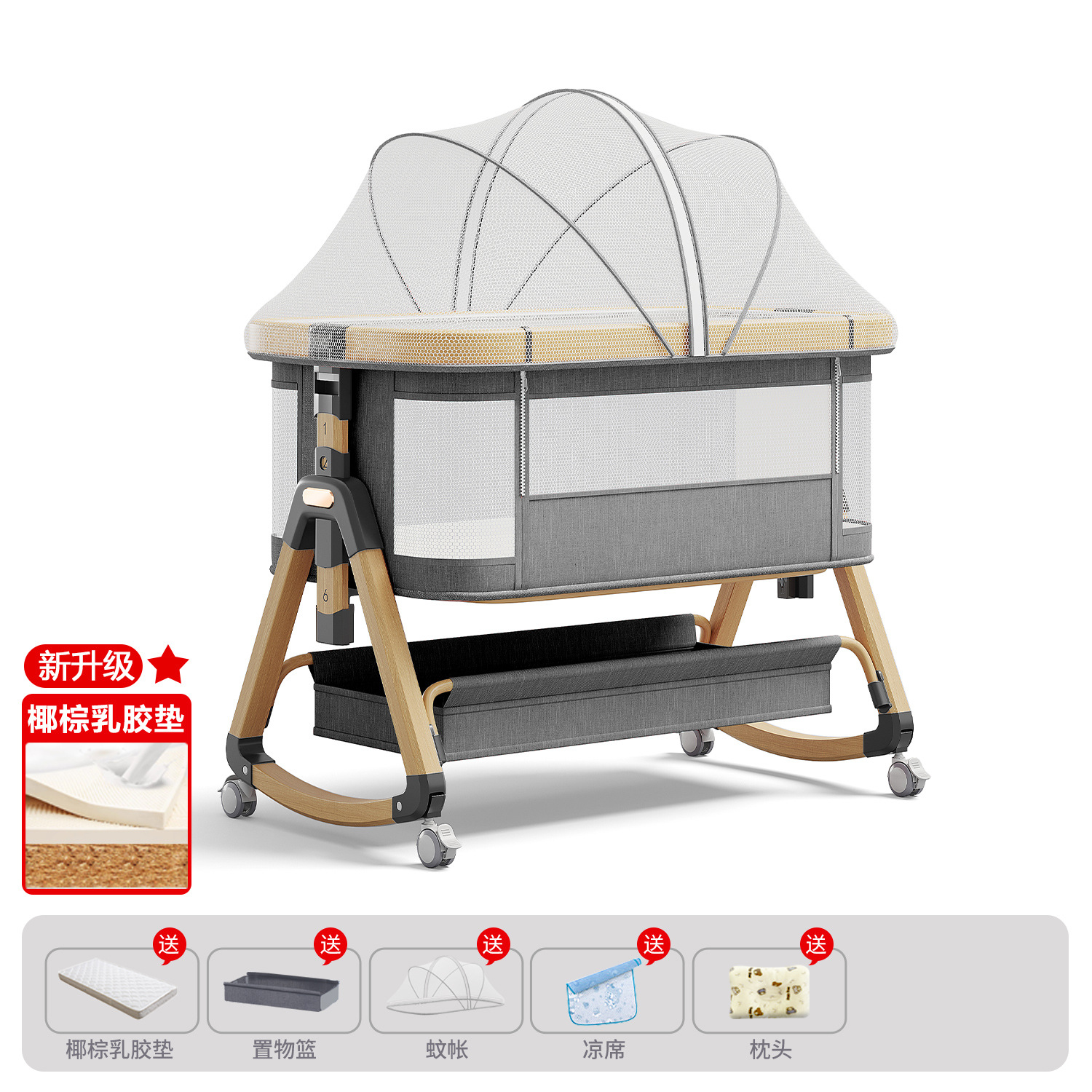 Cama de aleación de aluminio móvil portátil cuna cama plegable multifuncional bb cama recién nacida cama de empalme