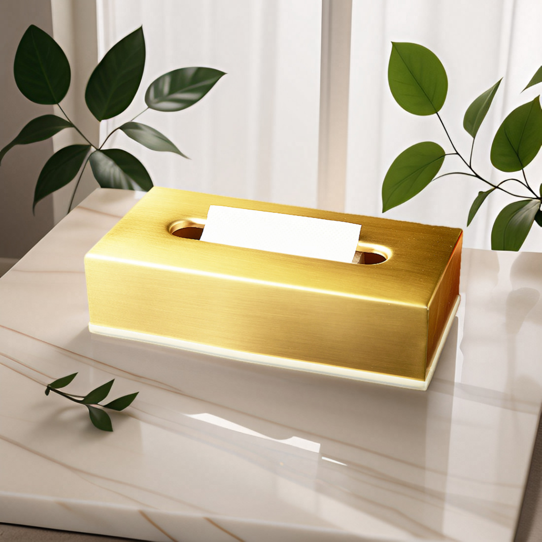 Oro caja de pañuelos de acero inoxidable 304 hogar sala de estar mesa de café Escritorio de lujo de estilo europeo caja de pañuelos rectangular de metal