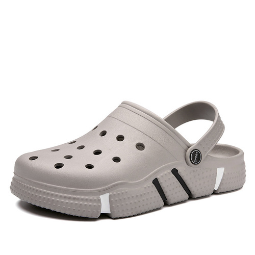 Summer Croc Shoes Men's Trendy Anti-Slip Soft Sole Hollow Baotou Sandals for Outerwear Thick Soled Beach Men's Slippers Wholesale