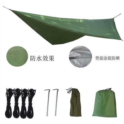 Shihao Outdoor Products Square Canopy Waterproof Sunshade Tent for Camping and Beach, Lightweight and Uv-Resistant (Avtomobil yan çətirləri) - military-green-with-silver-coating-on-the-back-no-canopy-pole-140100cm-without-accessories-floor-mat